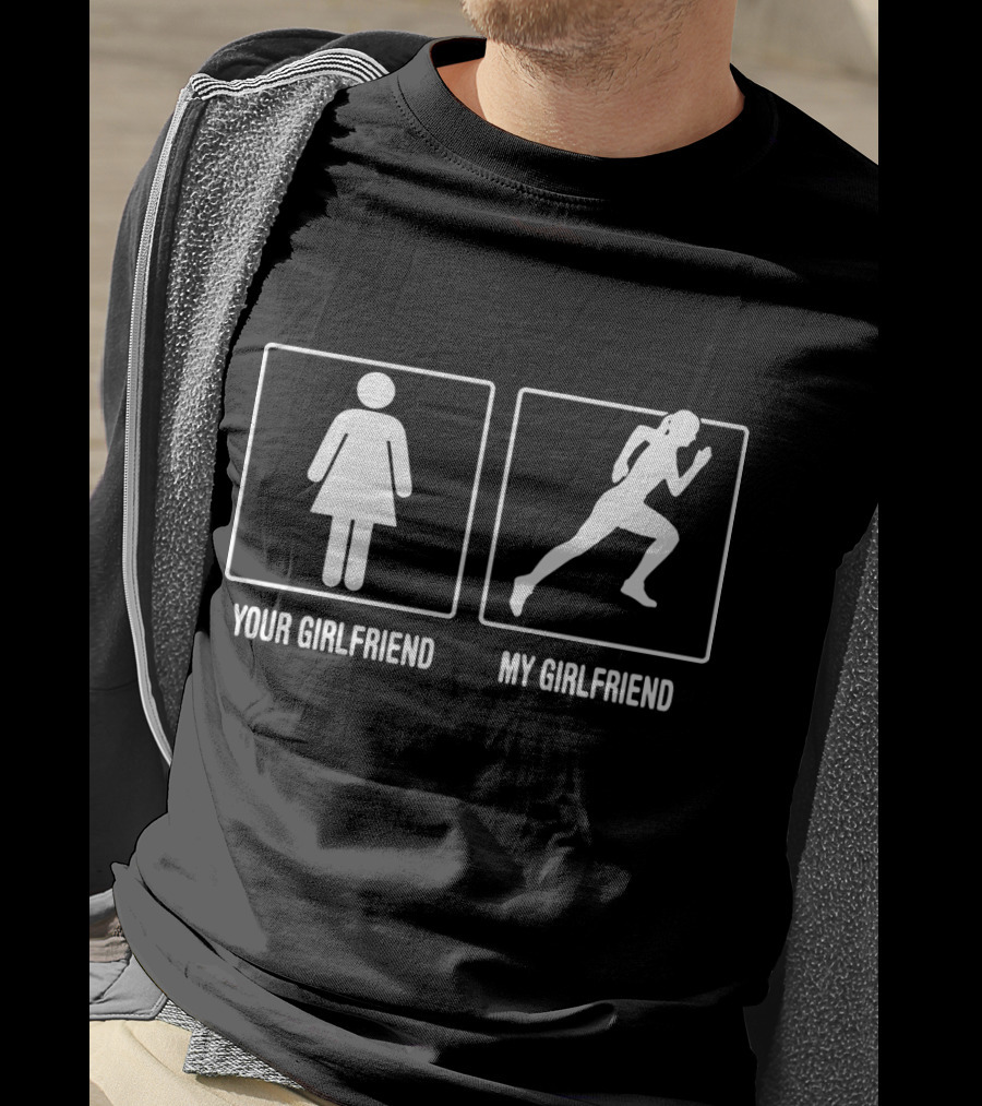Your Girlfriend My Girlfriend Running Silhouette Contrast T-Shirt