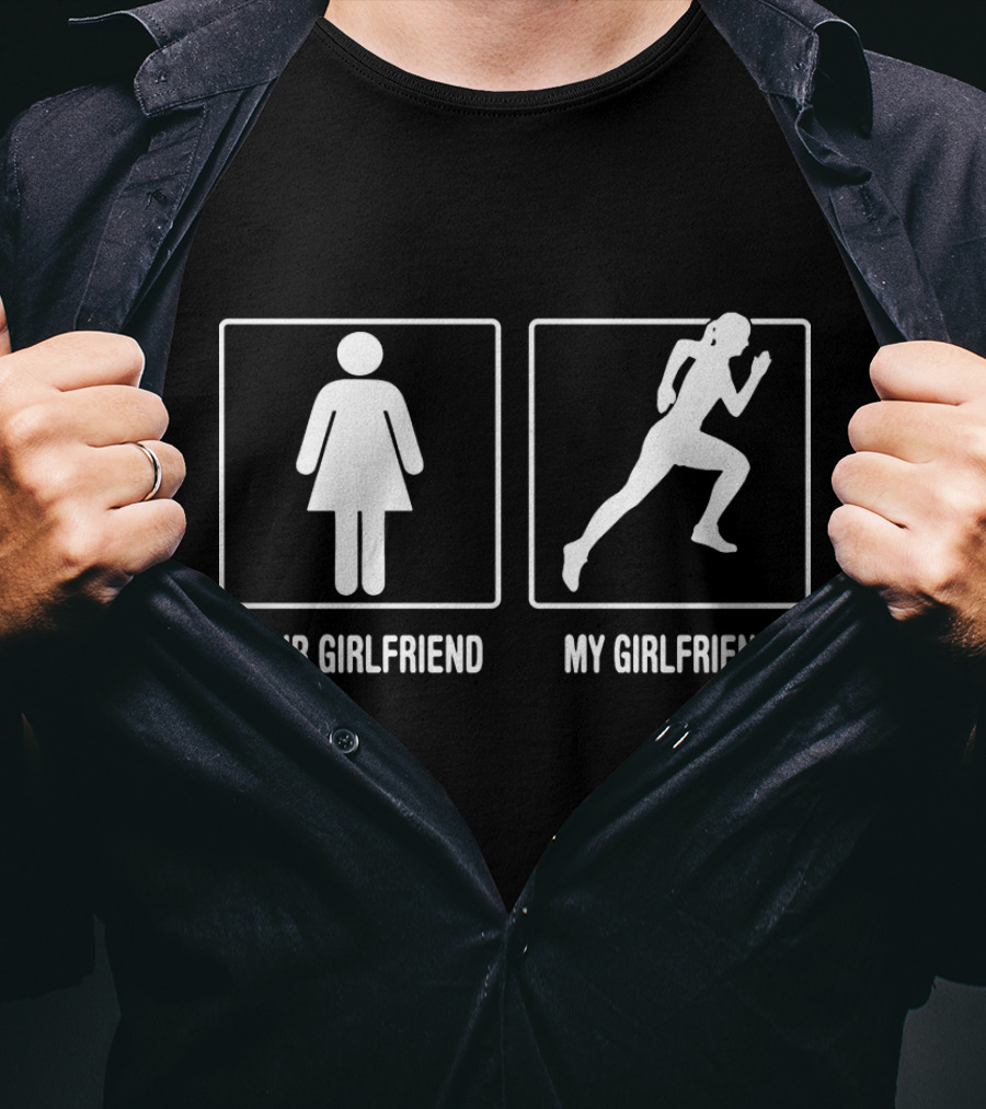 Your Girlfriend My Girlfriend Running Silhouette Contrast T-Shirt