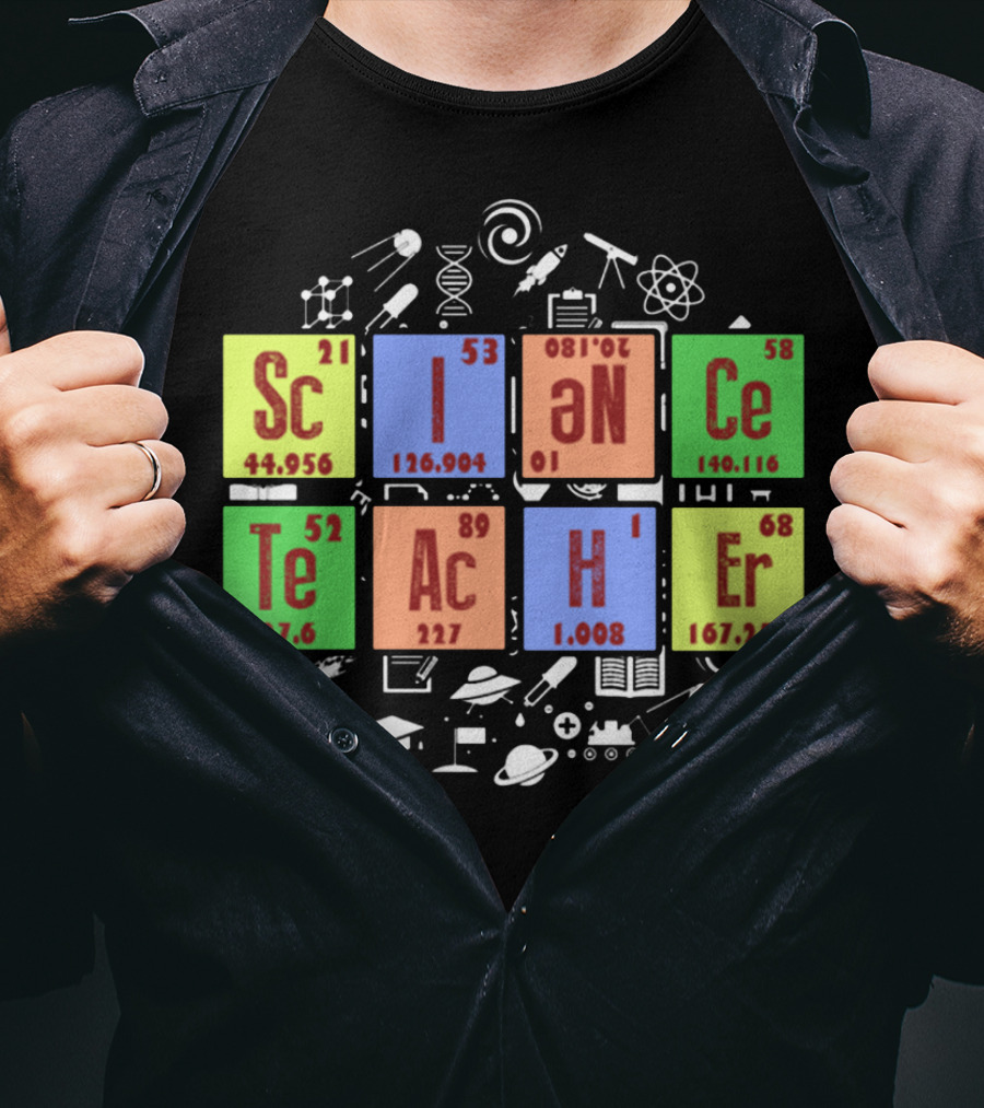 SCIENCE TEACHER Periodic Elements Chemistry Physics Icons T-Shirt