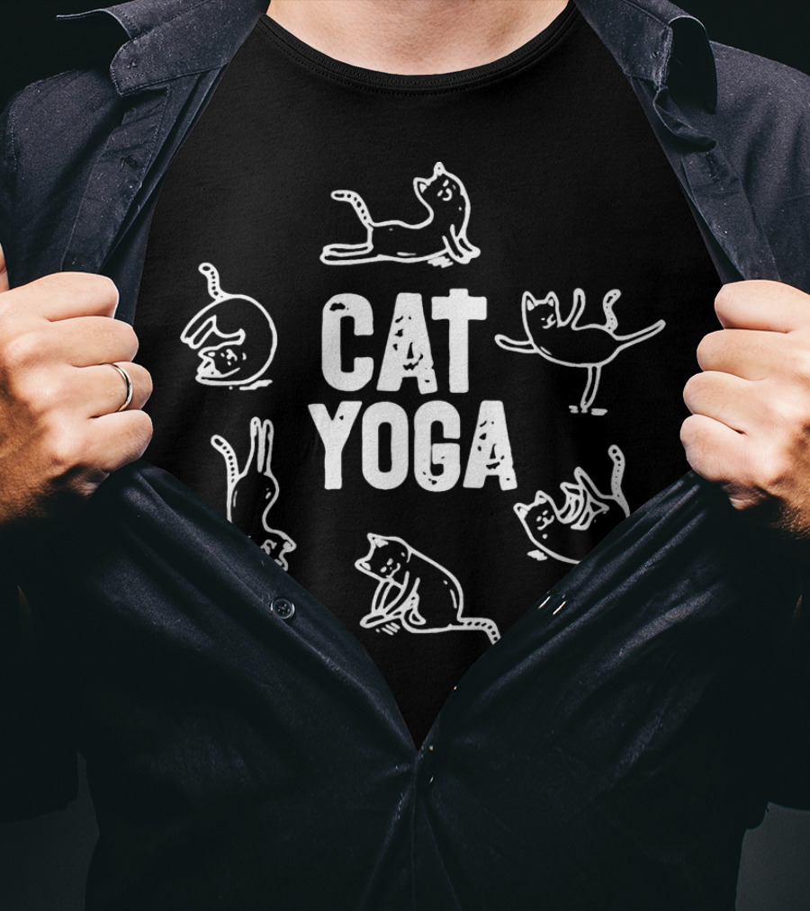 Cat Yoga Animals Cute Healthy Yoga Playful Poses T-Shirt