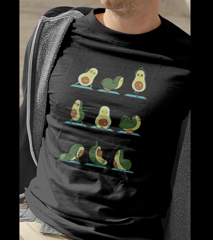 Avocado Yoga Poses Stretch Exercise Sequence T-Shirt