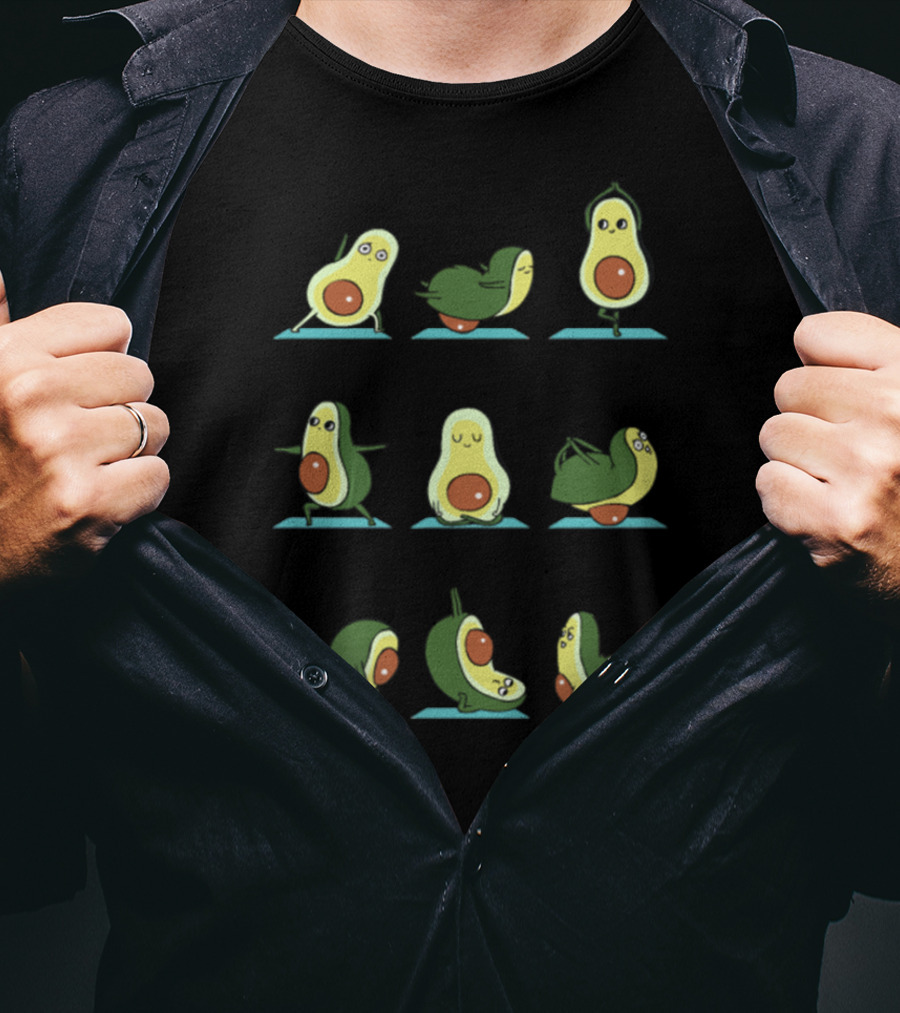 Avocado Yoga Poses Stretch Exercise Sequence T-Shirt