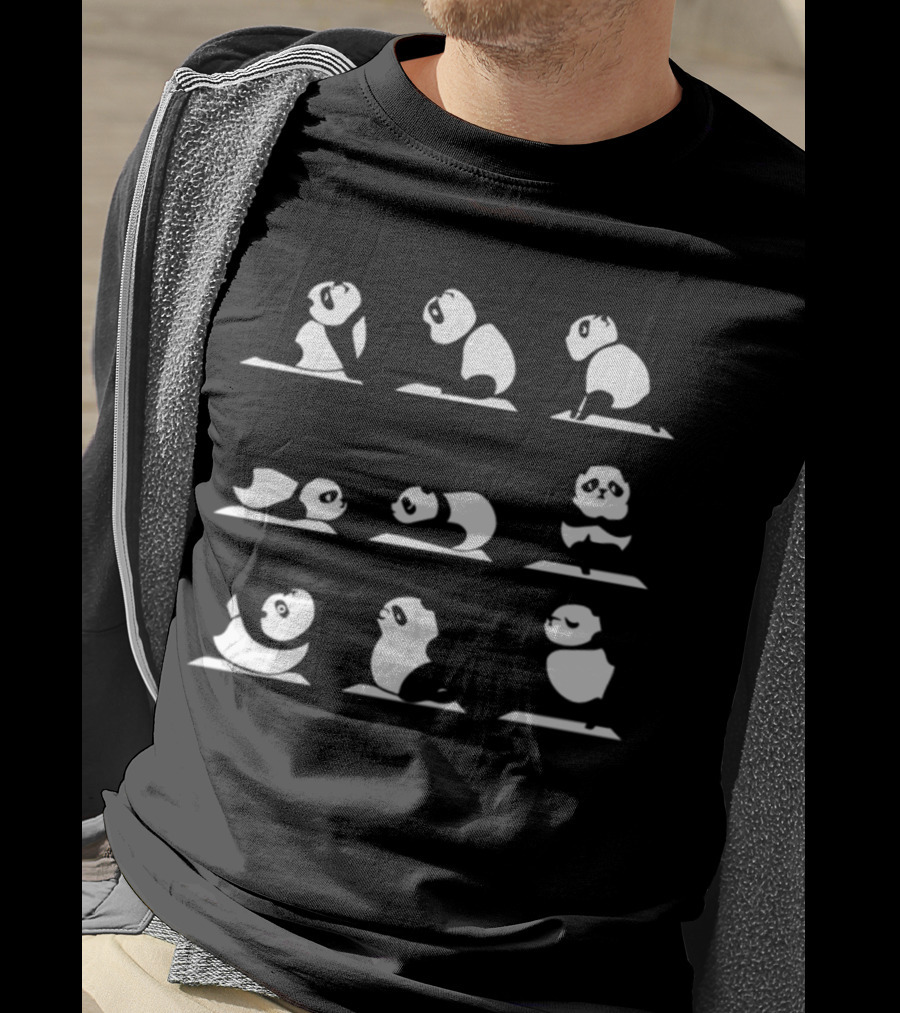 Love Panda Yoga Pose Collection T-Shirt