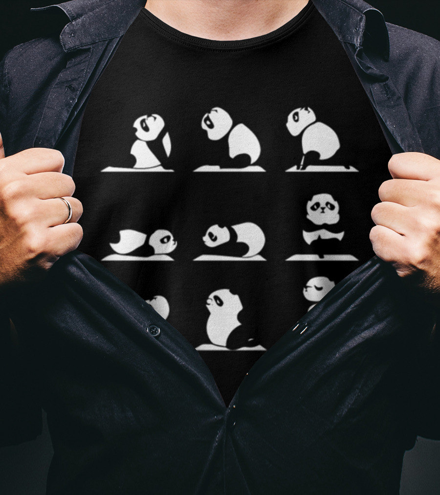 Love Panda Yoga Pose Collection T-Shirt