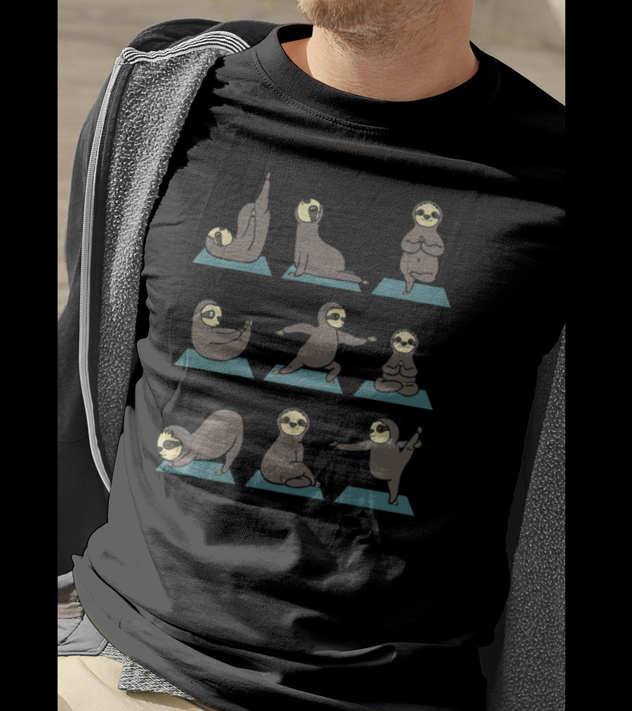 Sloth Yoga Poses Cool Namaste Gymnastic Funny Pose T-Shirt