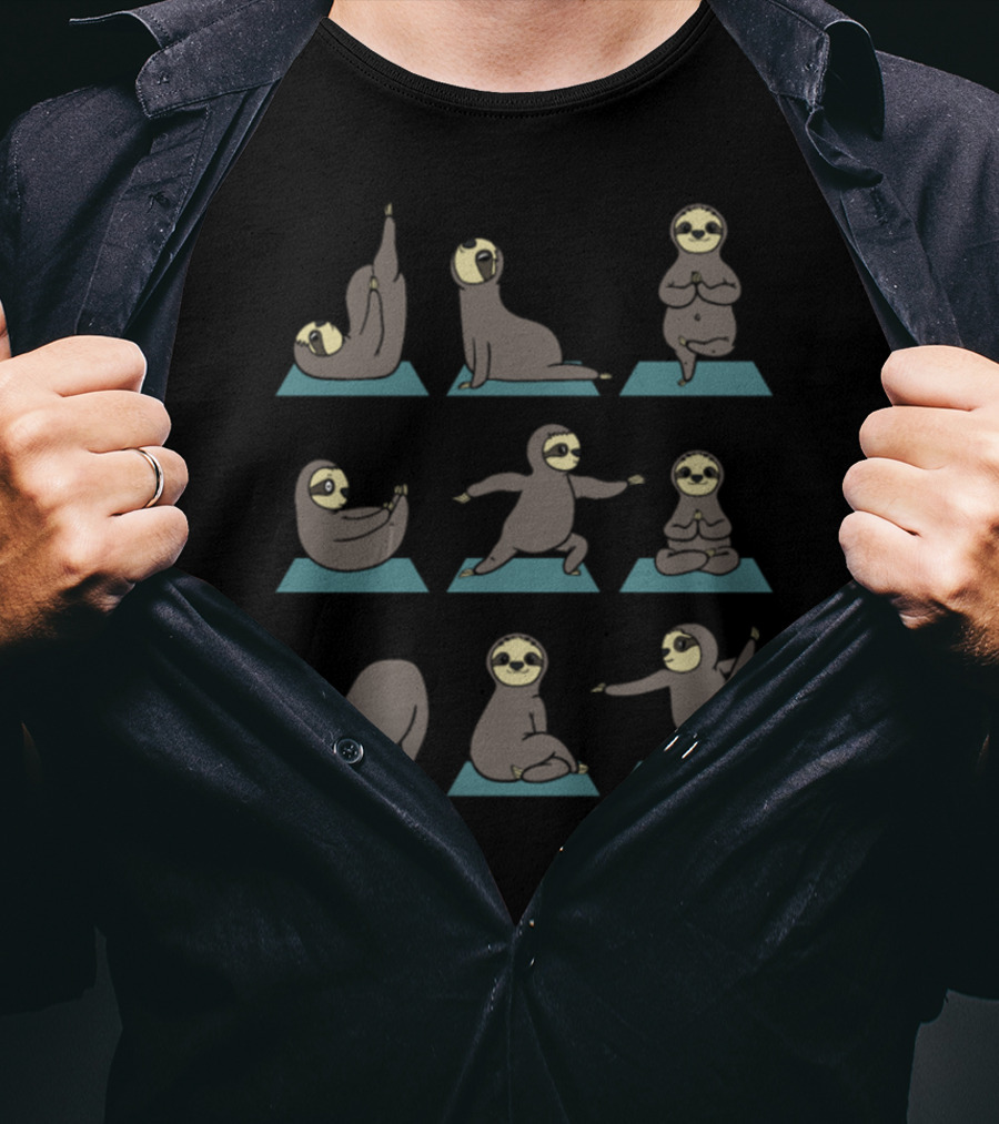 Sloth Yoga Poses Cool Namaste Gymnastic Funny Pose T-Shirt