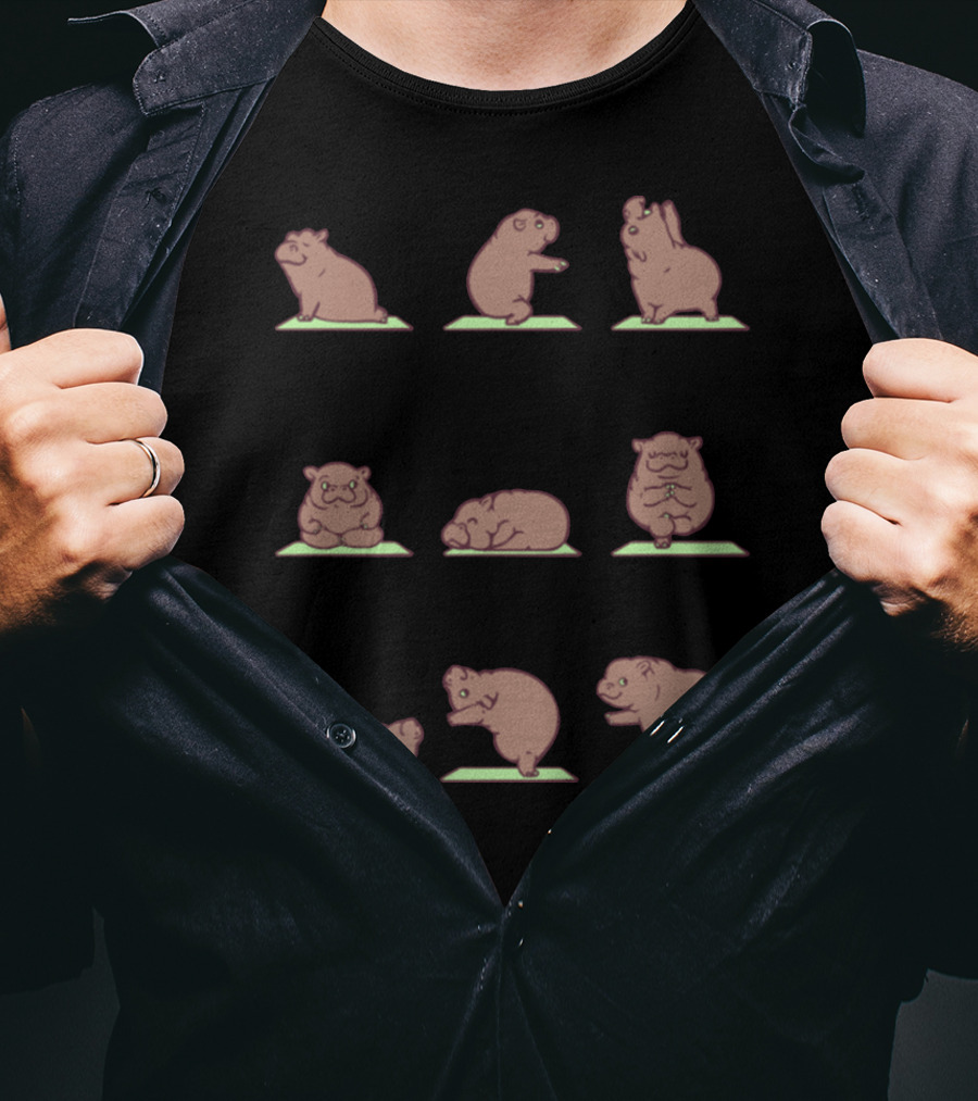Yoga Lover Funny Hippo Poses For Yoga Enthusiasts T-Shirt