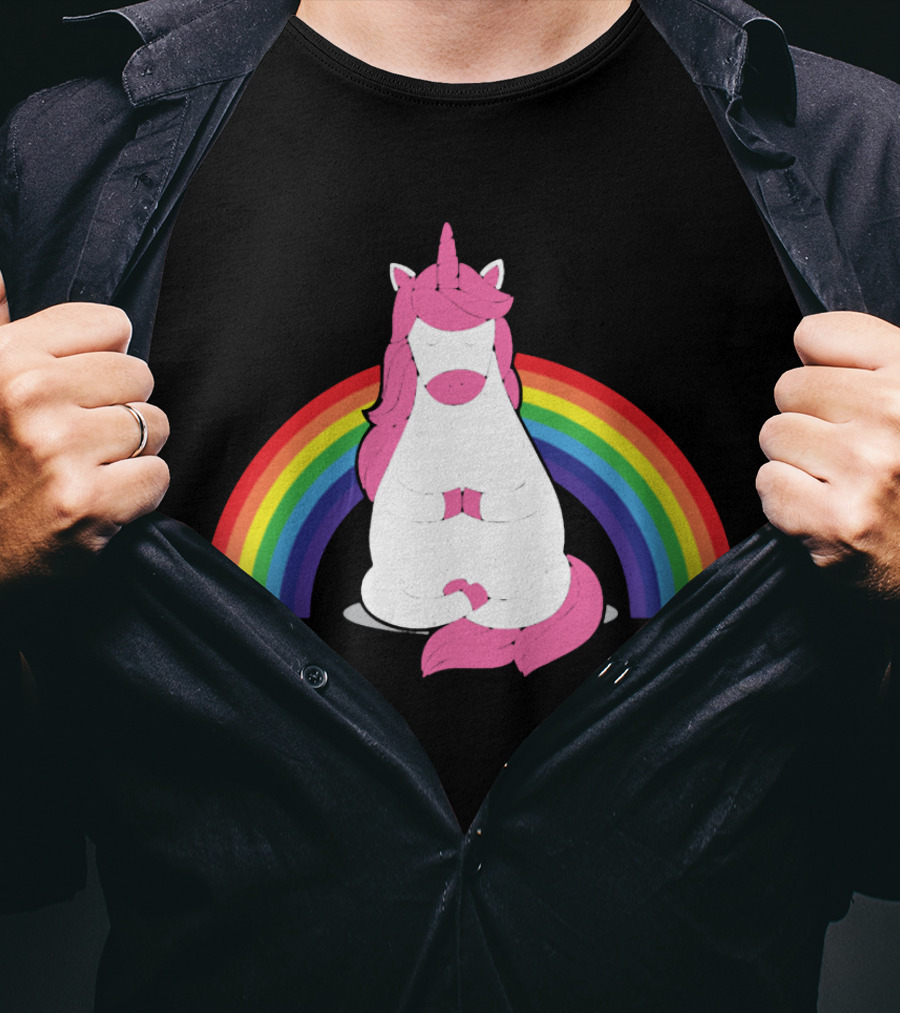 Yoga Unicorn Rainbow Funny Gym Workout Humor Cool Unicorn T-Shirt