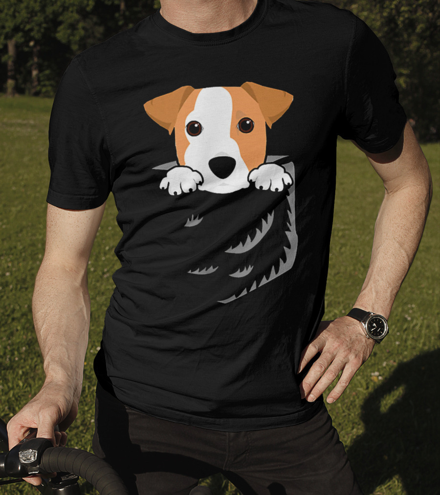 Adorable Jack Russell Terrier In Pocket Looking Out T-Shirt