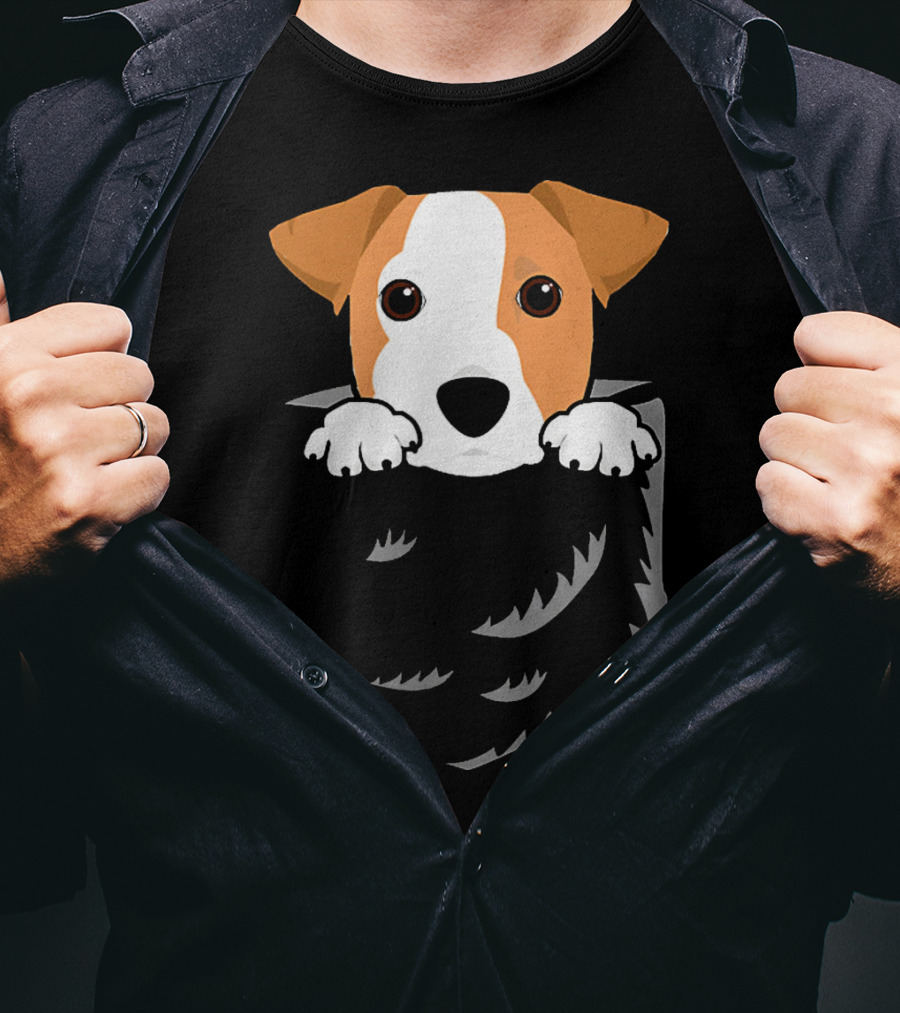 Adorable Jack Russell Terrier In Pocket Looking Out T-Shirt