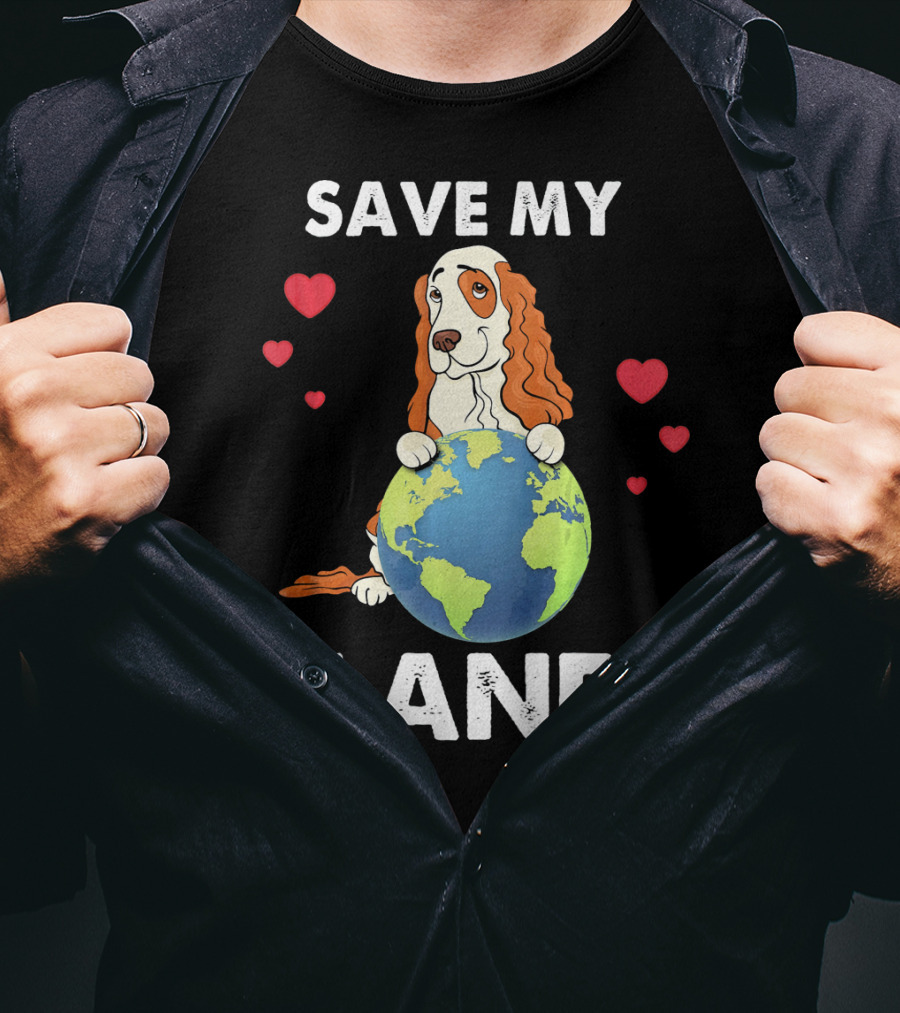Save My Planet American Cocker Spaniel Dog Love Earth T-Shirt