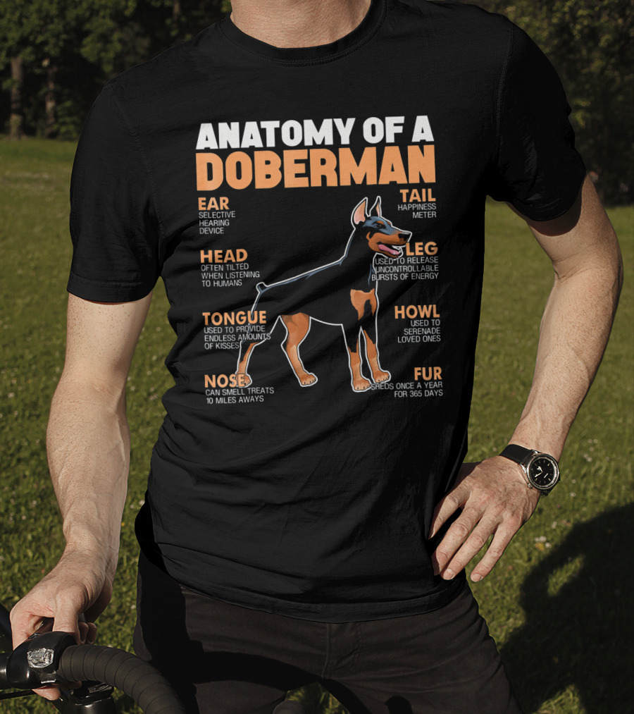 Anatomy Of A Doberman Ear Head Tongue Nose Tail Leg Howl Fur T-Shirt