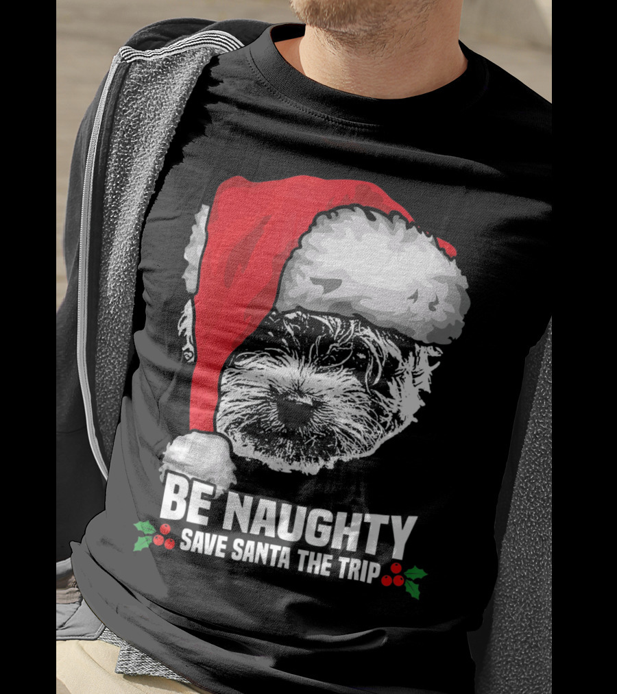 Be Naughty Save Santa The Trip Maltese Dog Christmas Humor T-Shirt