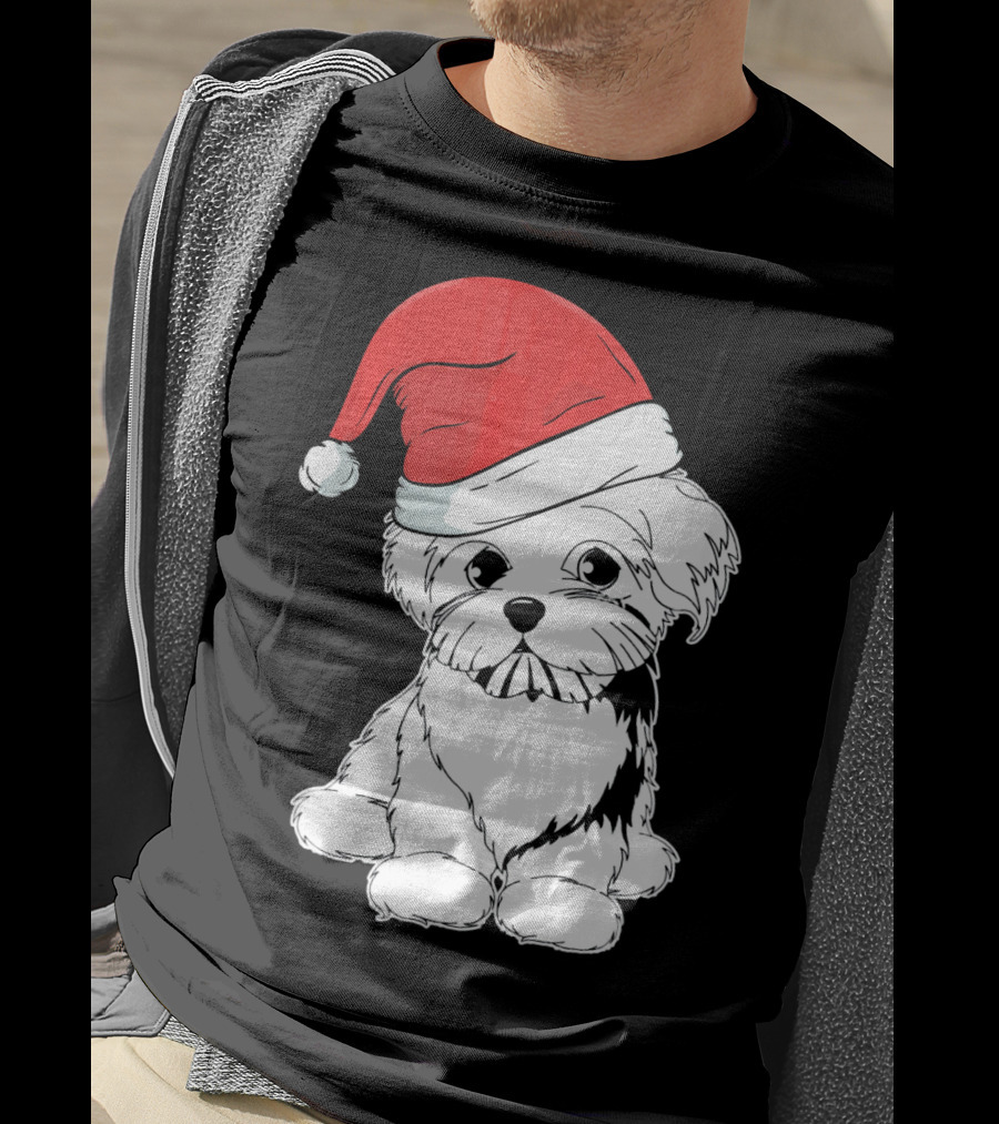 Best Christmas Maltese Santa Hat T-Shirt