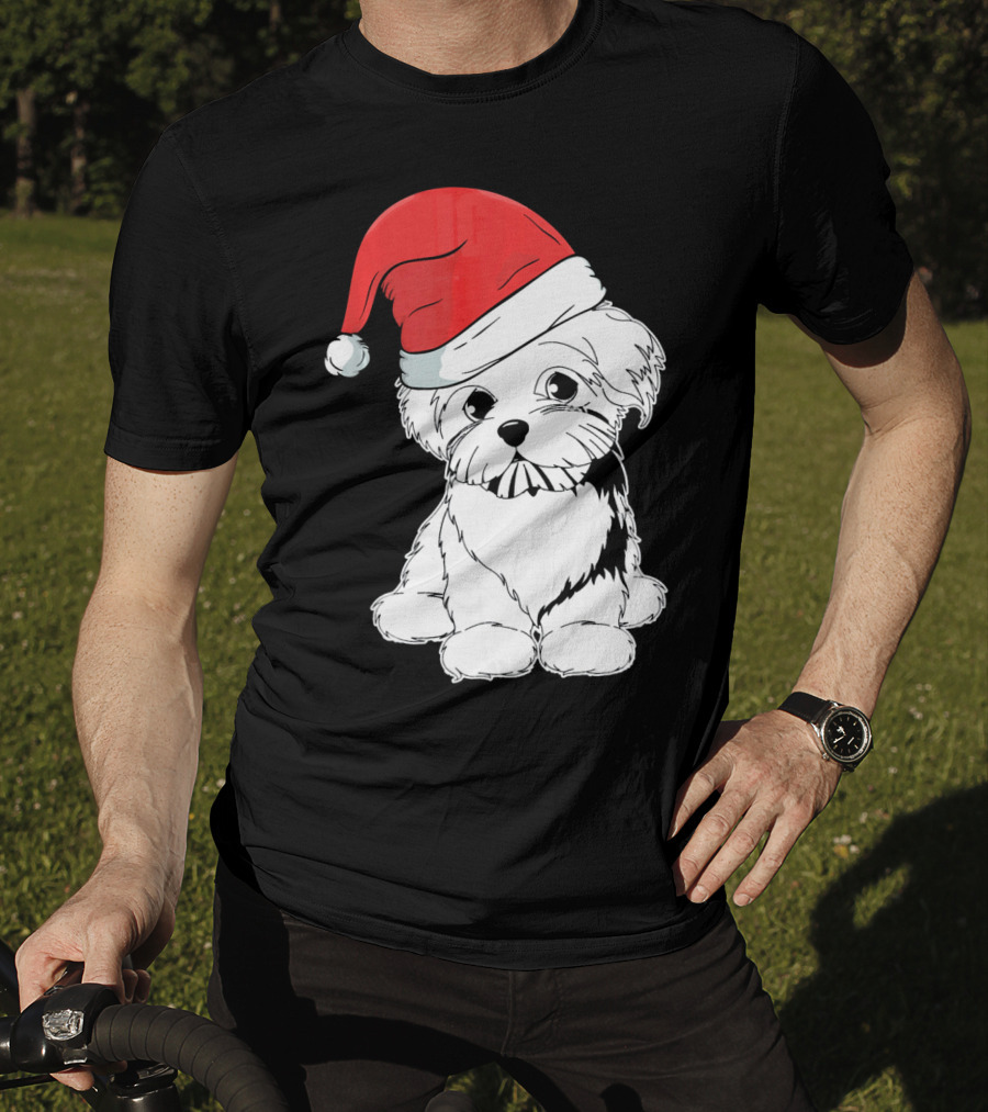 Best Christmas Maltese Santa Hat T-Shirt