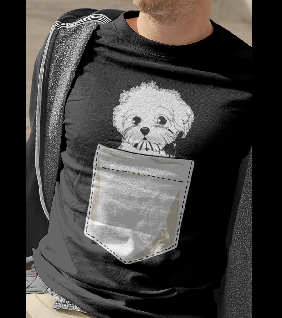 Best For Christmas Maltese Dog In Pocket T-Shirt