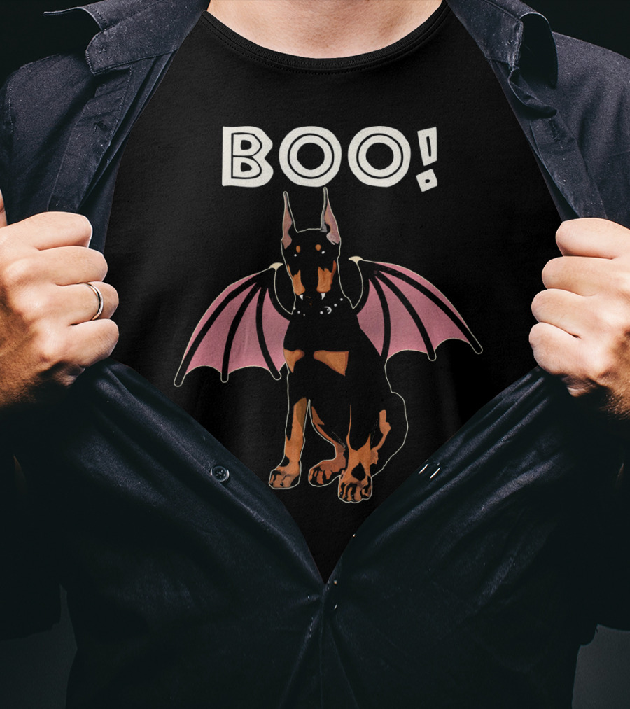 BOO Doberman With Bat Wings T-Shirt
