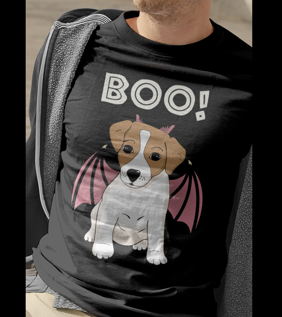 BOO Jack Russell Terrier With Bat Wings T-Shirt