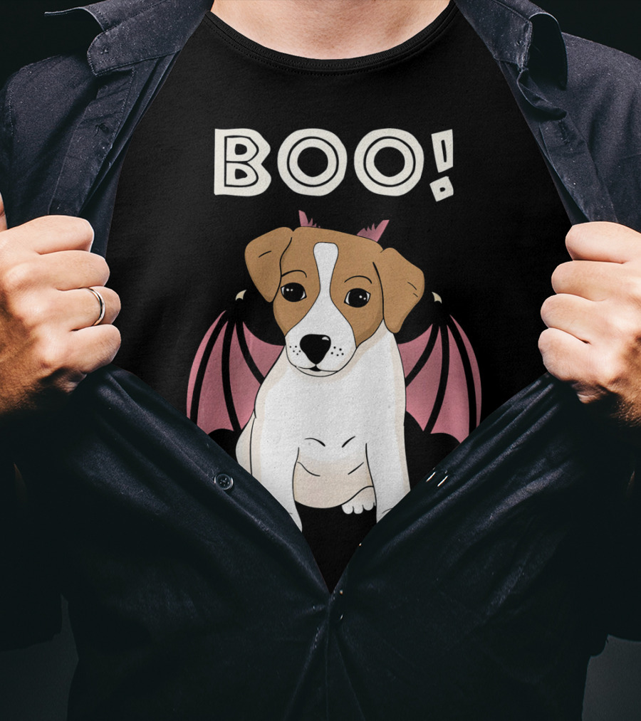 BOO Jack Russell Terrier With Bat Wings T-Shirt