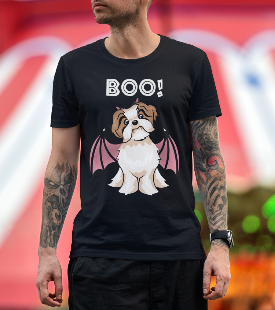 BOO Shih Tzu with Bat Wings T-Shirt