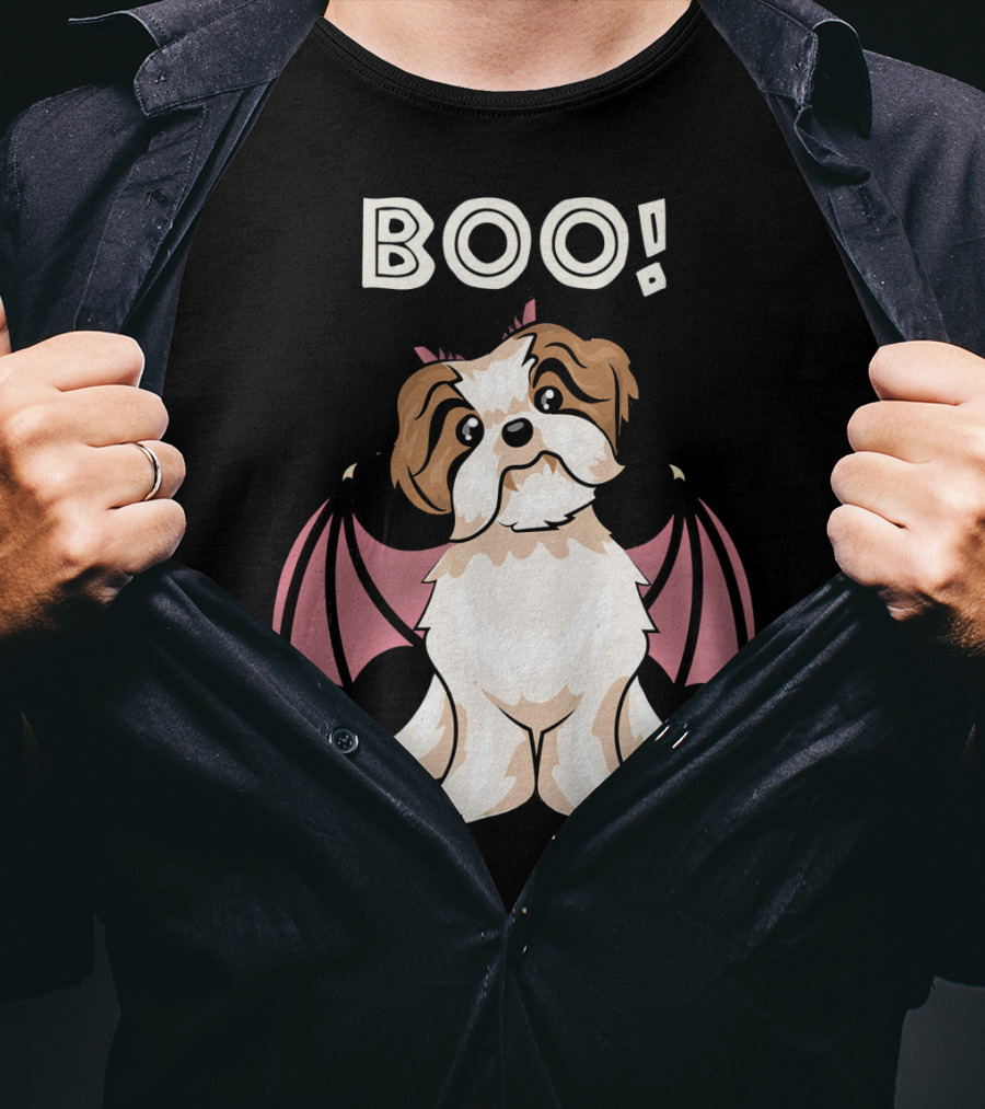 BOO Shih Tzu With Bat Wings T-Shirt