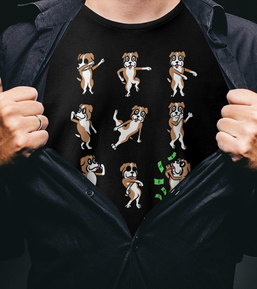 Boxer Dog Funny Dance Moves With Money Animation T-Shirt