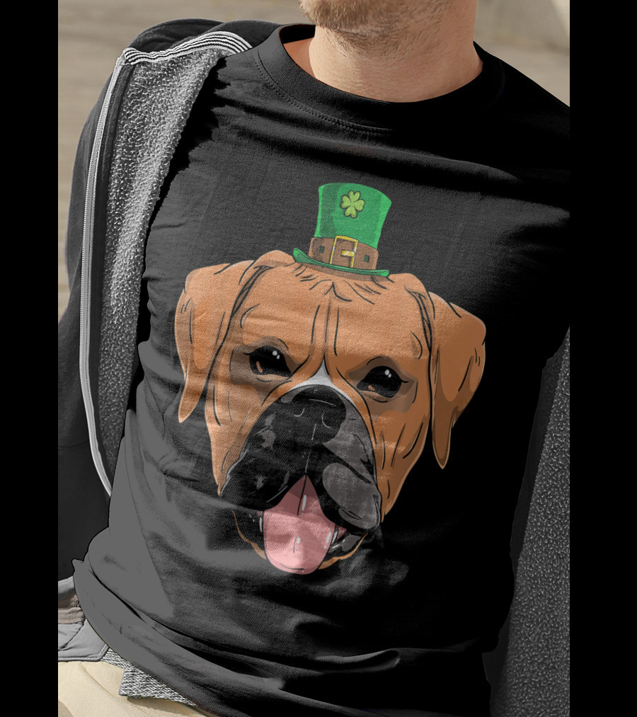 Boxer Dog St Patricks Day Leprechaun Puppy With Hat T-Shirt