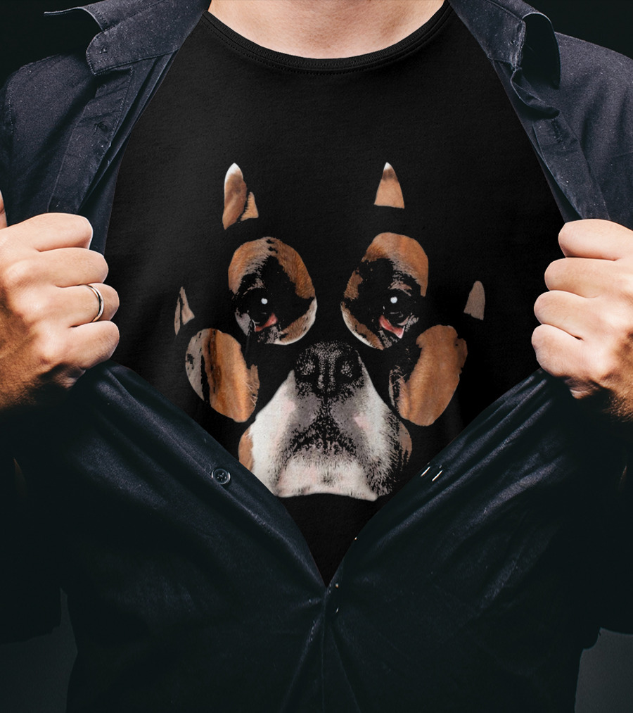 Boxer Dog Face Inside Paw Prints T-Shirt