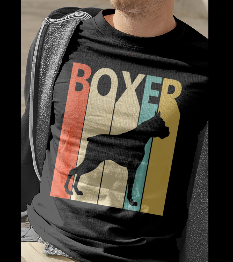 Boxer Retro Style Silhouette For Dog Dad Or T-Shirt
