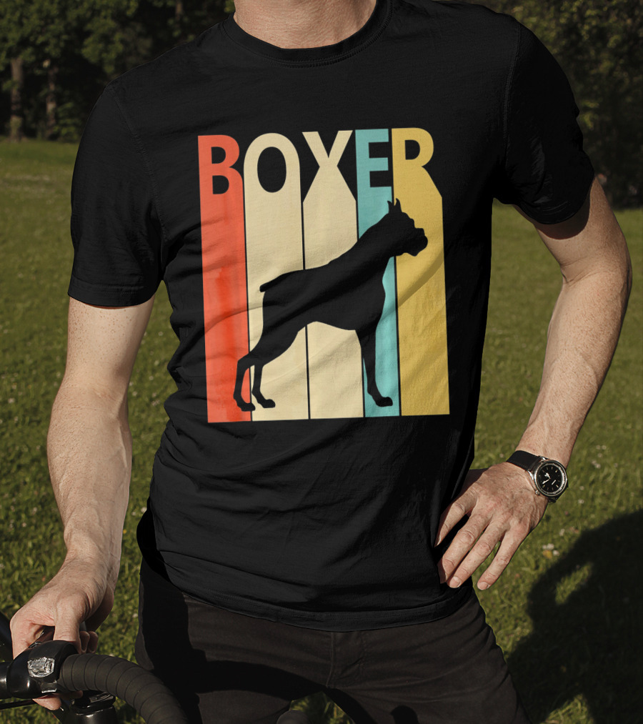 Boxer Retro Style Silhouette For Dog Dad Or T-Shirt