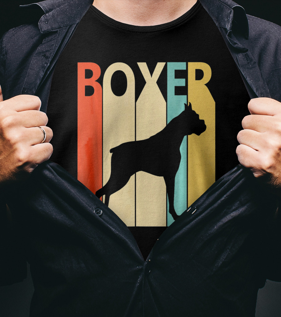 Boxer Retro Style Silhouette For Dog Dad Or T-Shirt