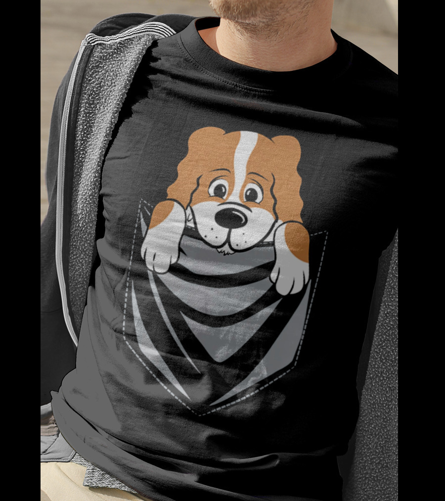 Cavalier King Charles Spaniel Cartoon Pocket Pup T-Shirt