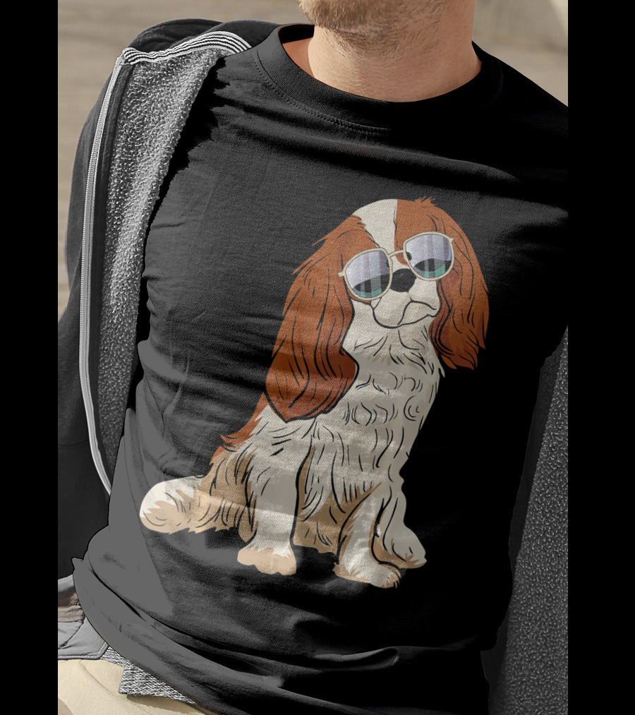 Cavalier King Charles Spaniel Dog With Sunglasses T-Shirt