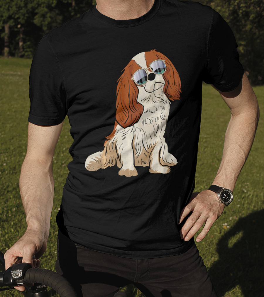 Cavalier King Charles Spaniel Dog With Sunglasses T-Shirt