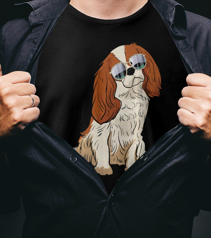 Cavalier King Charles Spaniel Dog With Sunglasses T-Shirt