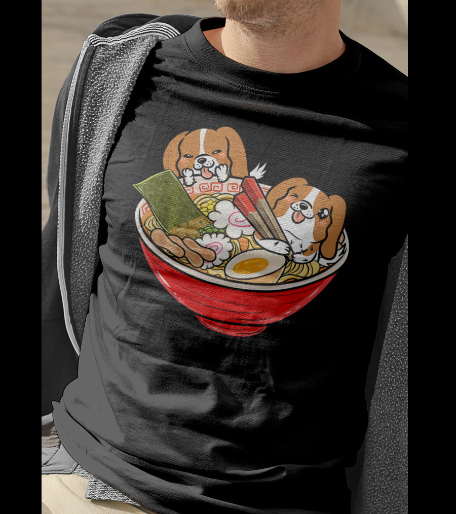 Cavalier King Charles Spaniel Kawaii Japanese Ramen Bowl T-Shirt