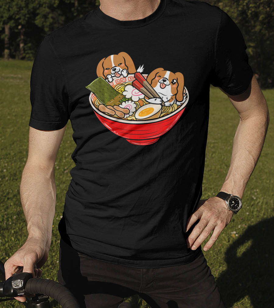 Cavalier King Charles Spaniel Kawaii Japanese Ramen Bowl T-Shirt