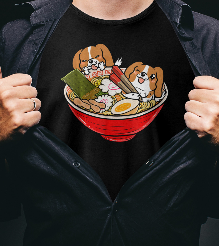 Cavalier King Charles Spaniel Kawaii Japanese Ramen Bowl T-Shirt