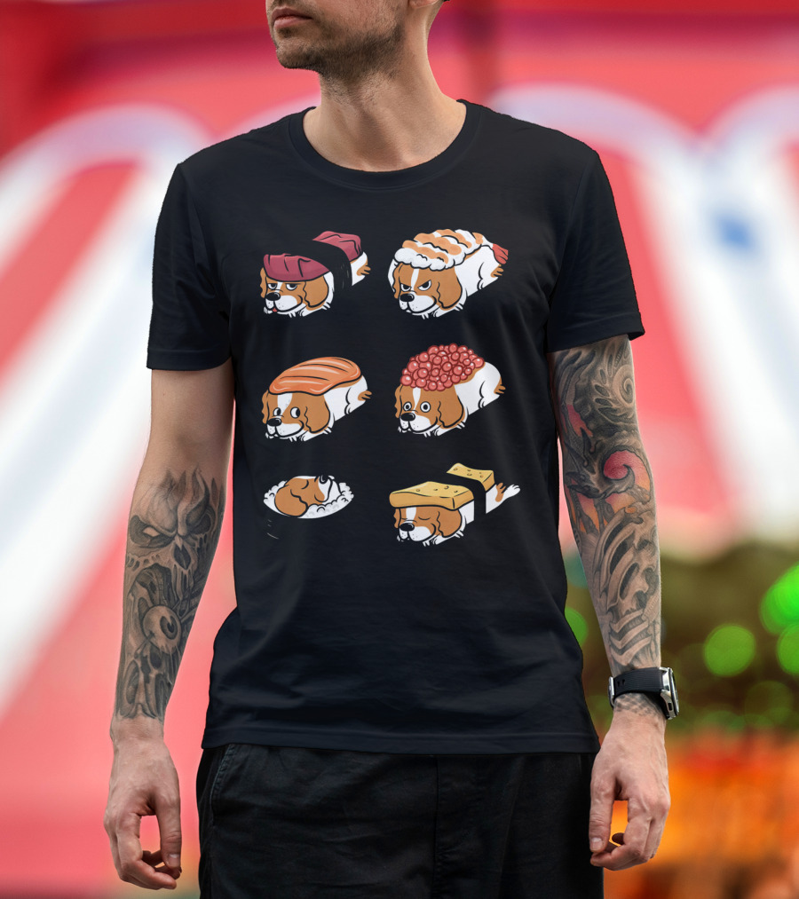 Cavalier King Charles Spaniel Nigiri Sushi Roll Variations T-Shirt