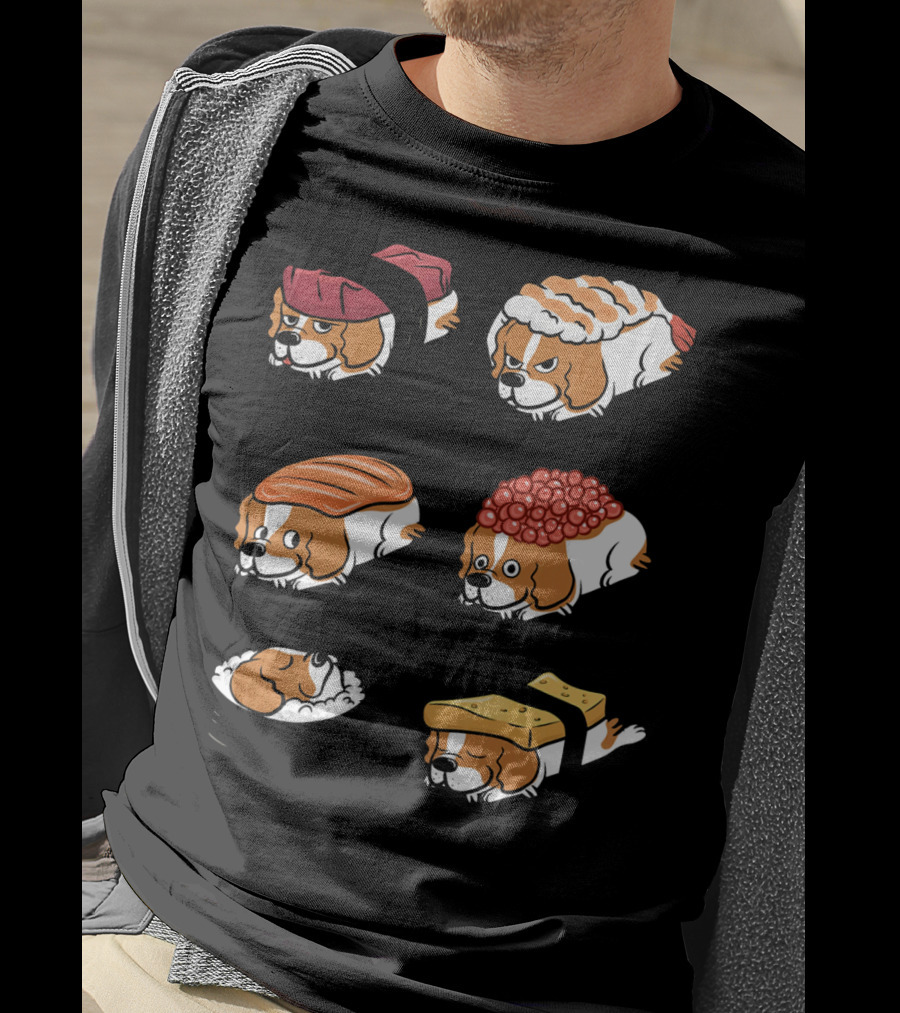 Cavalier King Charles Spaniel Nigiri Sushi Roll Variations T-Shirt