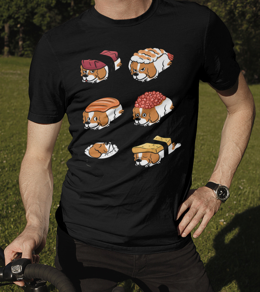Cavalier King Charles Spaniel Nigiri Sushi Roll Variations T-Shirt