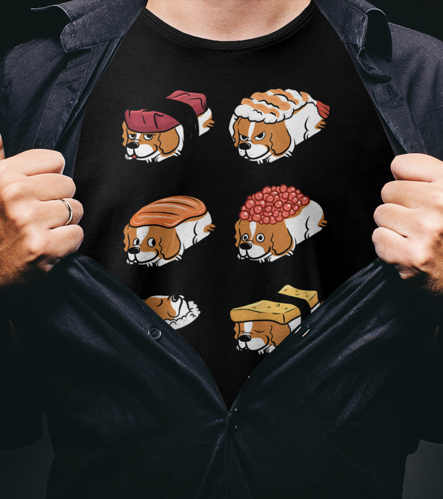 Cavalier King Charles Spaniel Nigiri Sushi Roll Variations T-Shirt