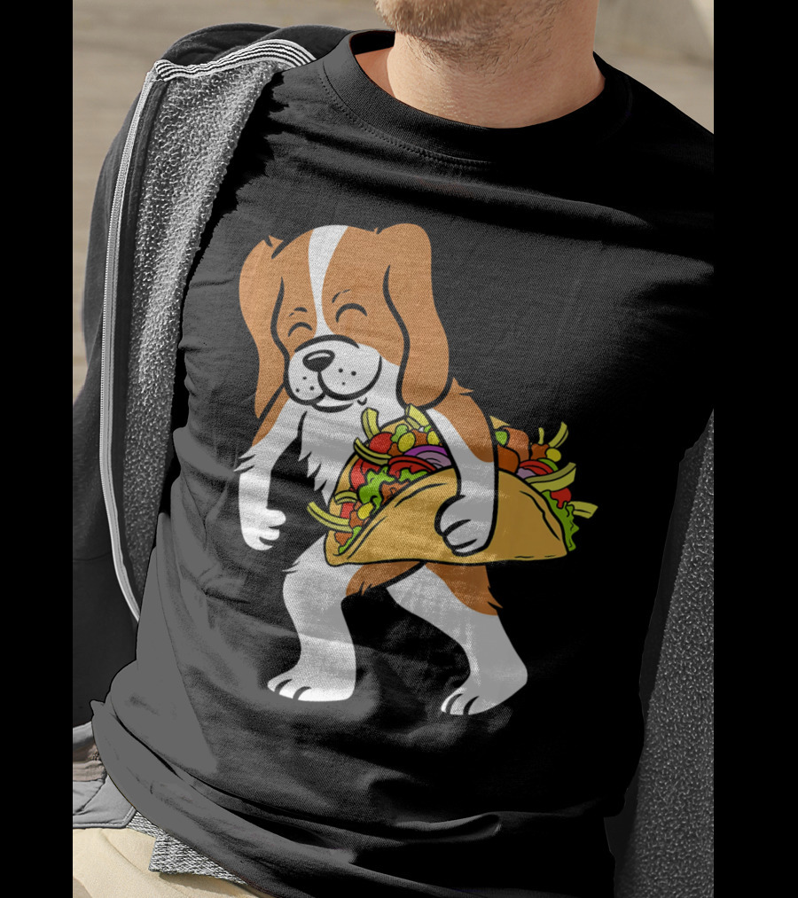 Cavalier King Charles Spaniel Carrying Taco With Vegetables T-Shirt
