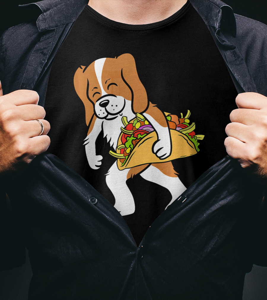Cavalier King Charles Spaniel Carrying Taco With Vegetables T-Shirt