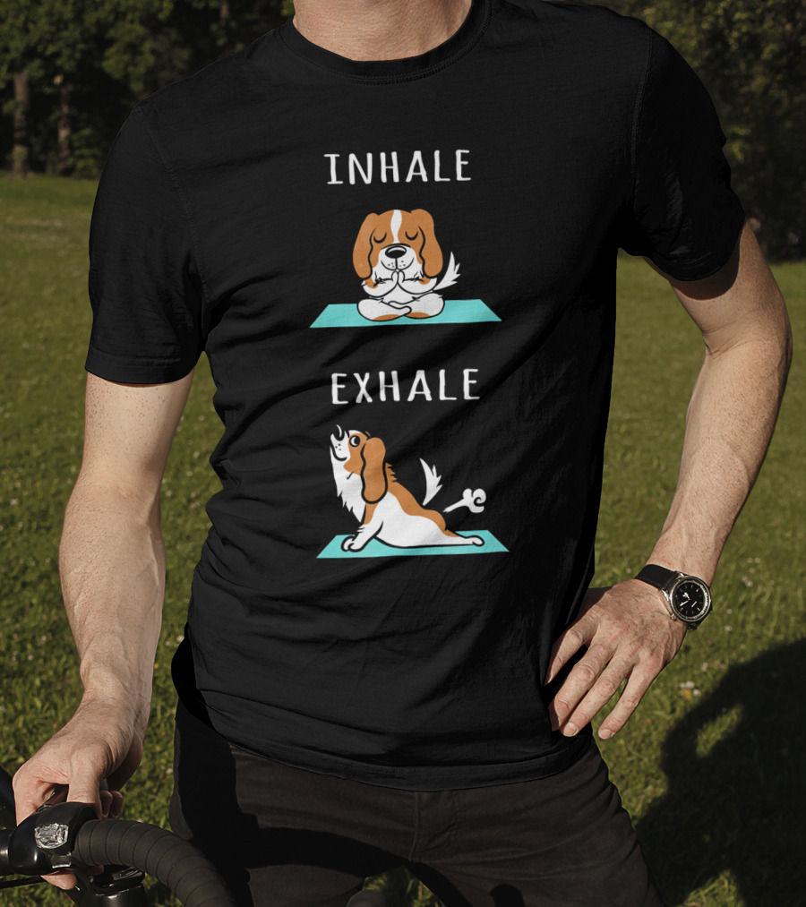 Cavalier King Charles Spaniel Inhale Exhale Yoga Mat T-Shirt
