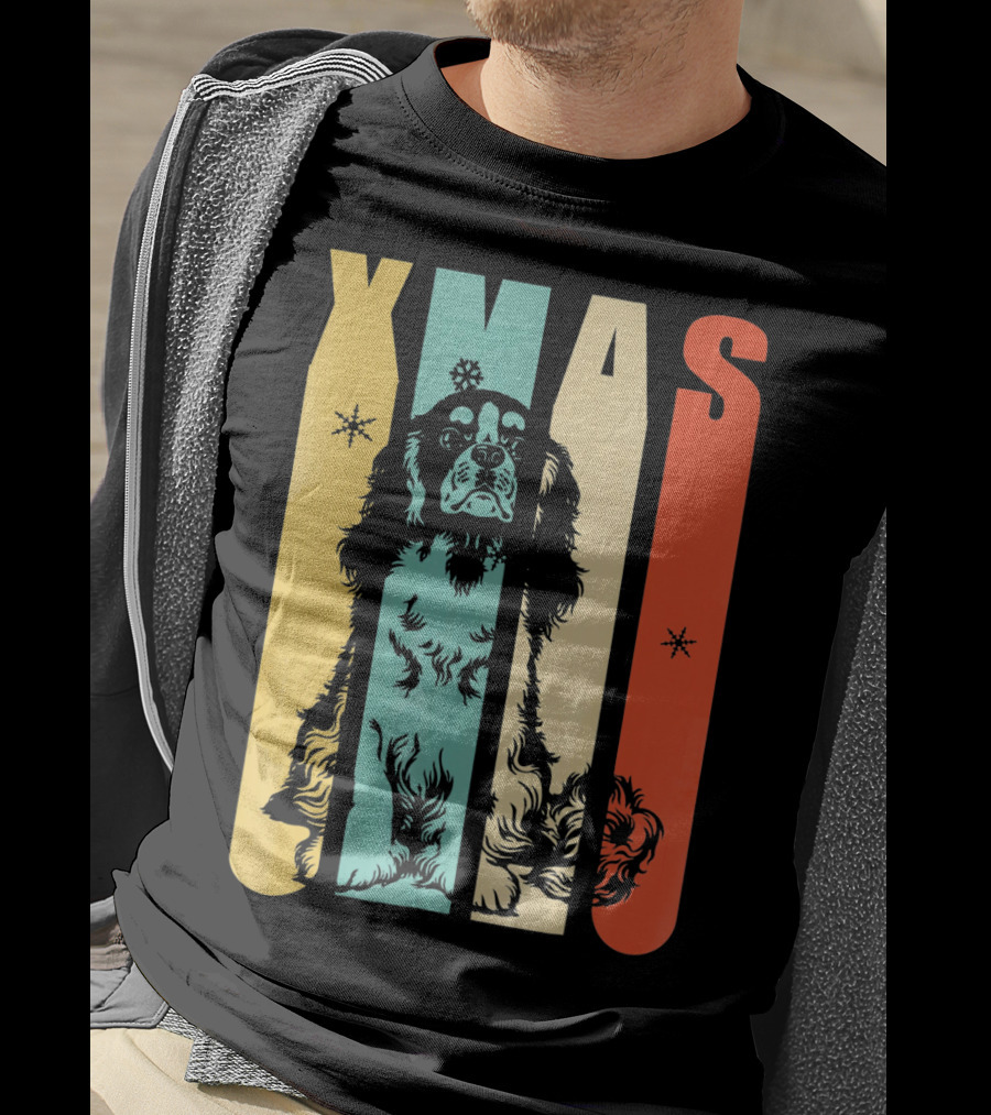 Xmas Cavalier King Dog Vintage T-Shirt