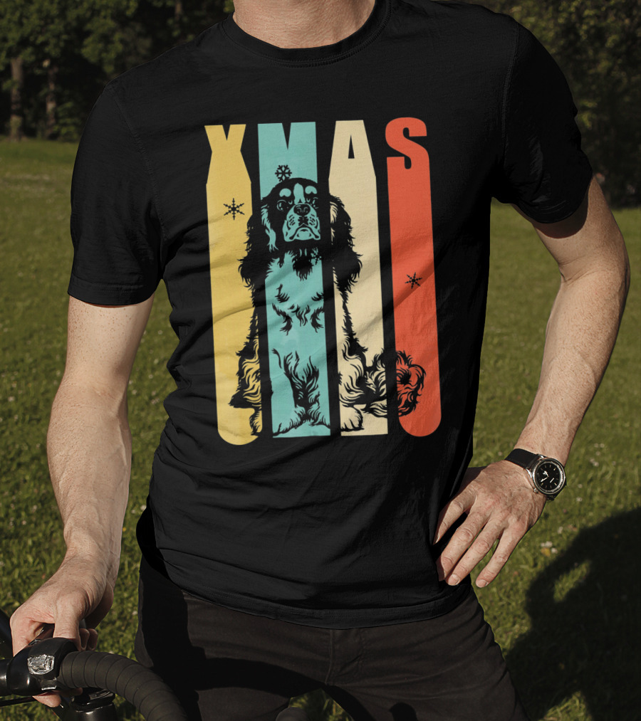 Xmas Cavalier King Dog Vintage T-Shirt