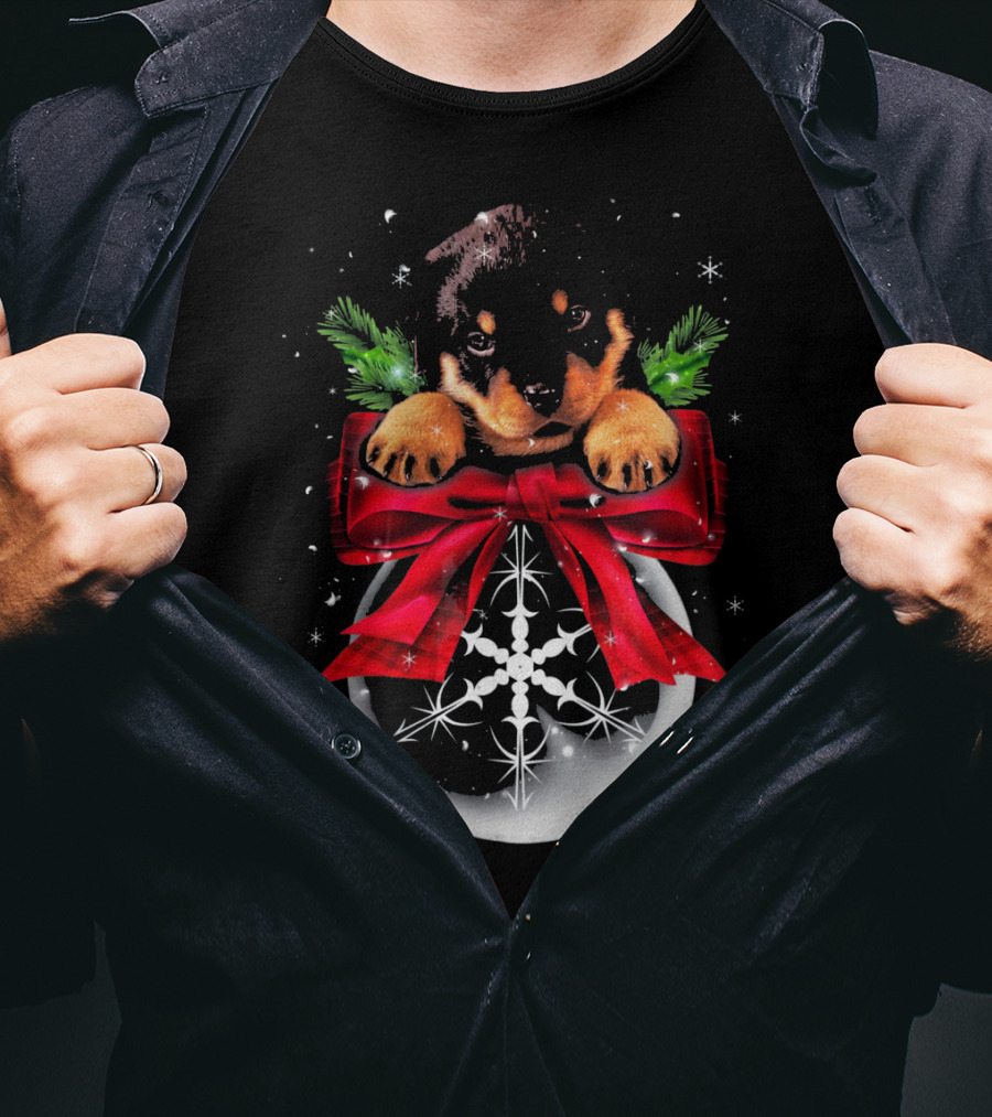 Rottweiler Puppy Christmas Bauble Snowflake Noel T-Shirt