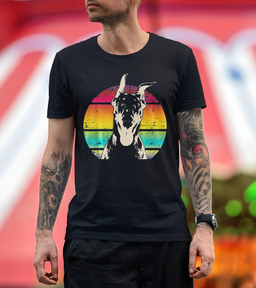 Retro Sunset Doberman Pinscher T-Shirt
