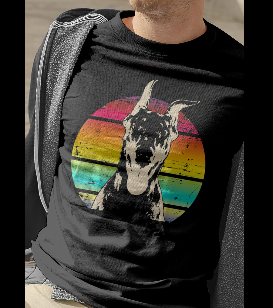 Retro Sunset Doberman Pinscher T-Shirt